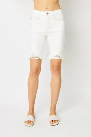 Judy Blue White Destroy Bermudas Shorts