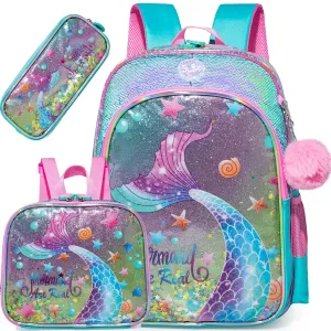 Kids Girls Full Size School Backpack with lunch box