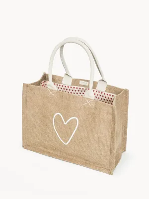 KORISSA Jute Canvas Shopping Bag - Love