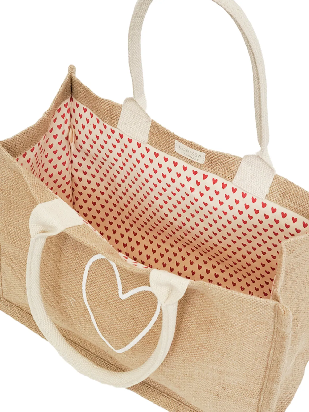 KORISSA Jute Canvas Shopping Bag - Love
