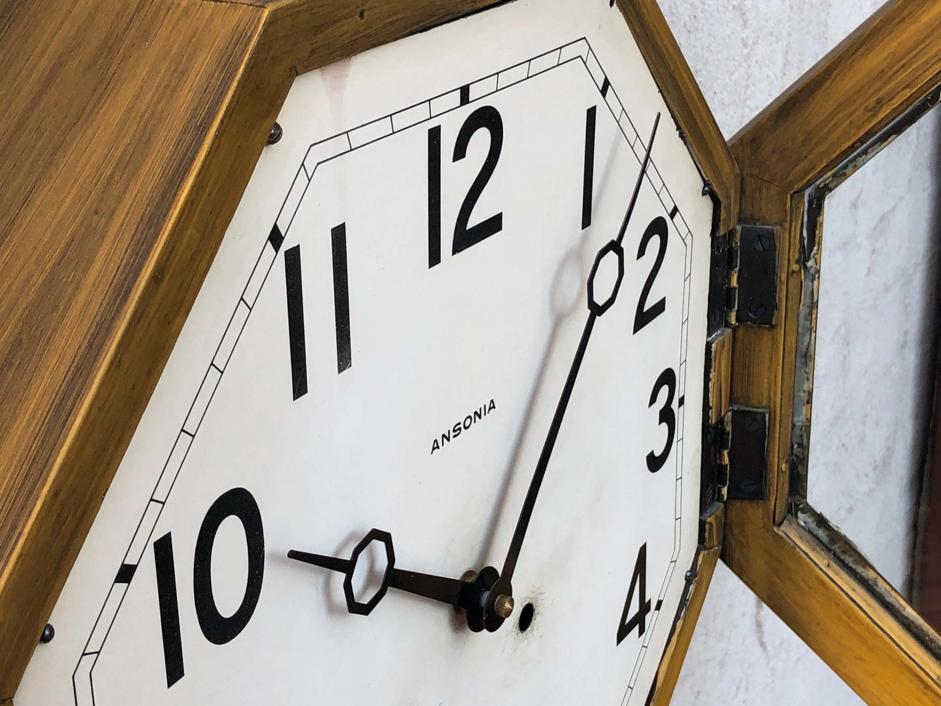 Large Ansonia Octagon Wall Clock, New Quartz Movement with Original Hands