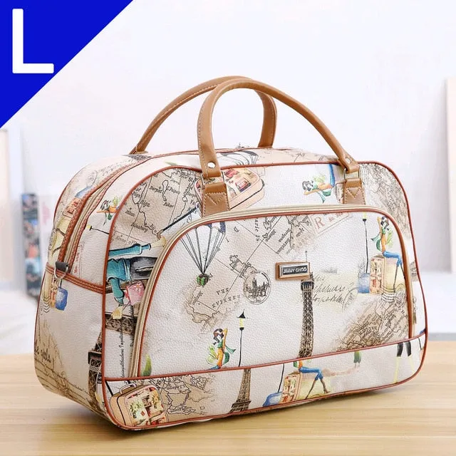 Large Capacity Leather Women Travel Bags Hand Luggage Duffle Bag Travelling Bags and Luggage for Women Weekend Overnight Handbag