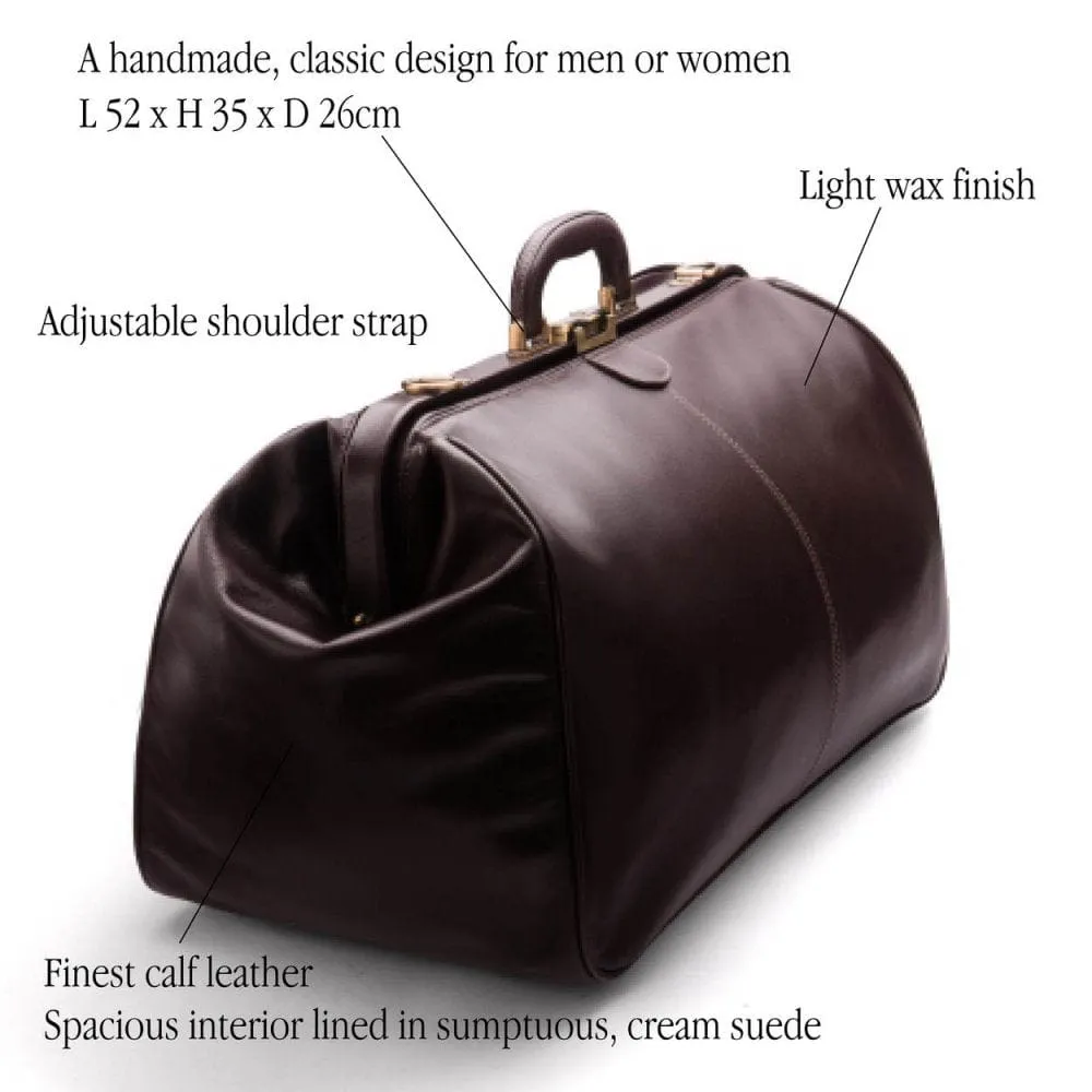 Large Leather Gladstone Holdall - Brown