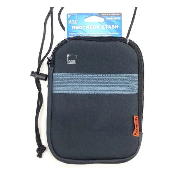 Lewis N. Clark RFID Data Block Neoprene Pouch with Lanyard - Charcoal (7" x 5")