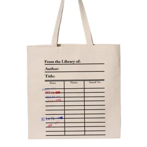Library card tote bag. Library card with day due stamps handbag.  Book Bag. Library bag. Market bag