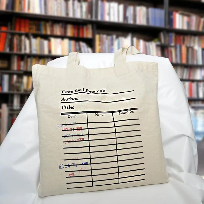 Library card tote bag. Library card with day due stamps handbag.  Book Bag. Library bag. Market bag