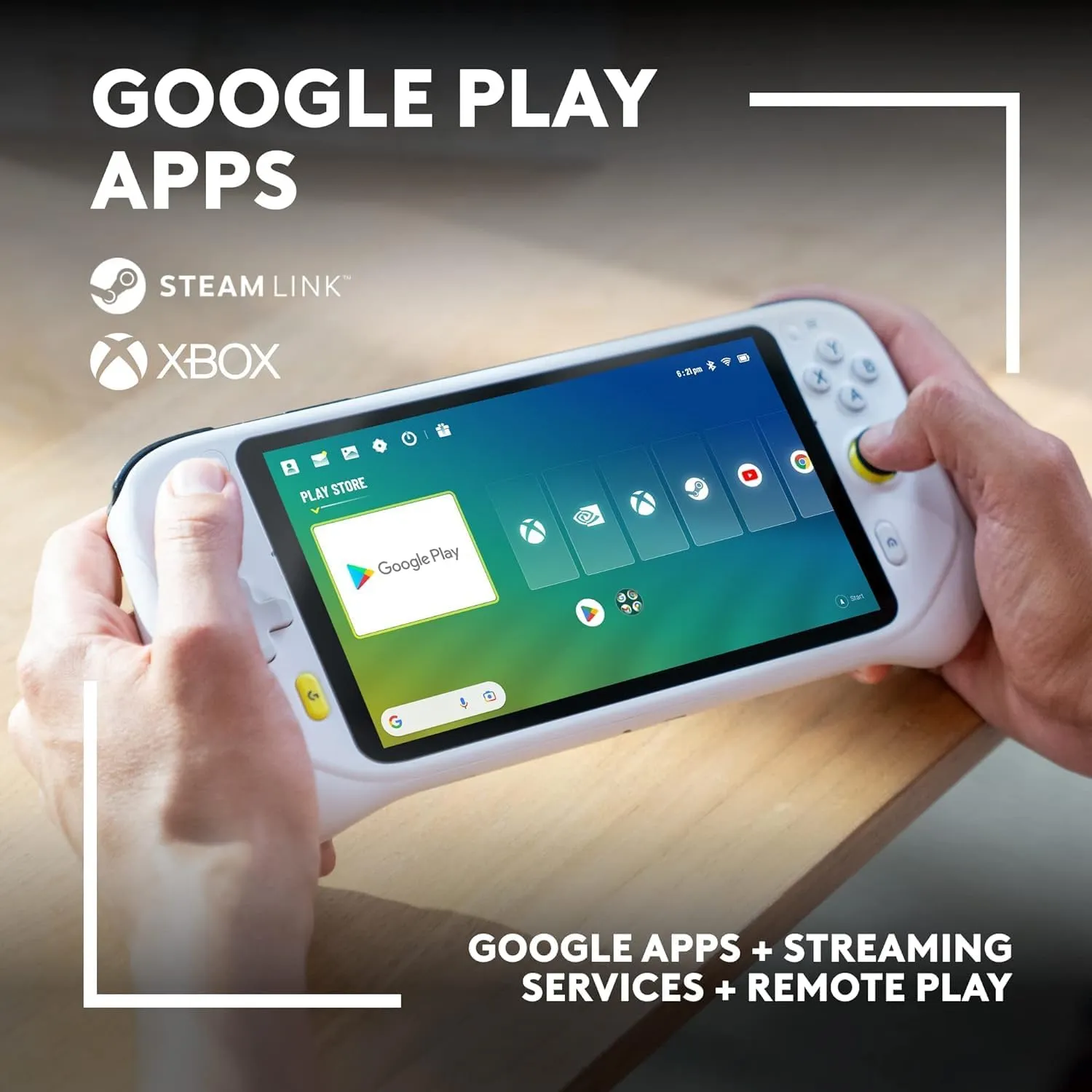 Logitech G Cloud Gaming Handheld - 7" 1080P Touchscreen, Lightweight, Long Battery Life, Xbox Cloud Gaming, NVIDIA GeForce NOW, Google Play - UK Plug, White
