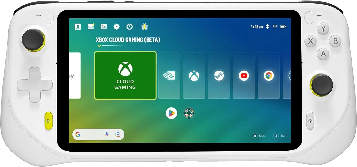 Logitech G Cloud Gaming Handheld - 7" 1080P Touchscreen, Lightweight, Long Battery Life, Xbox Cloud Gaming, NVIDIA GeForce NOW, Google Play - UK Plug, White
