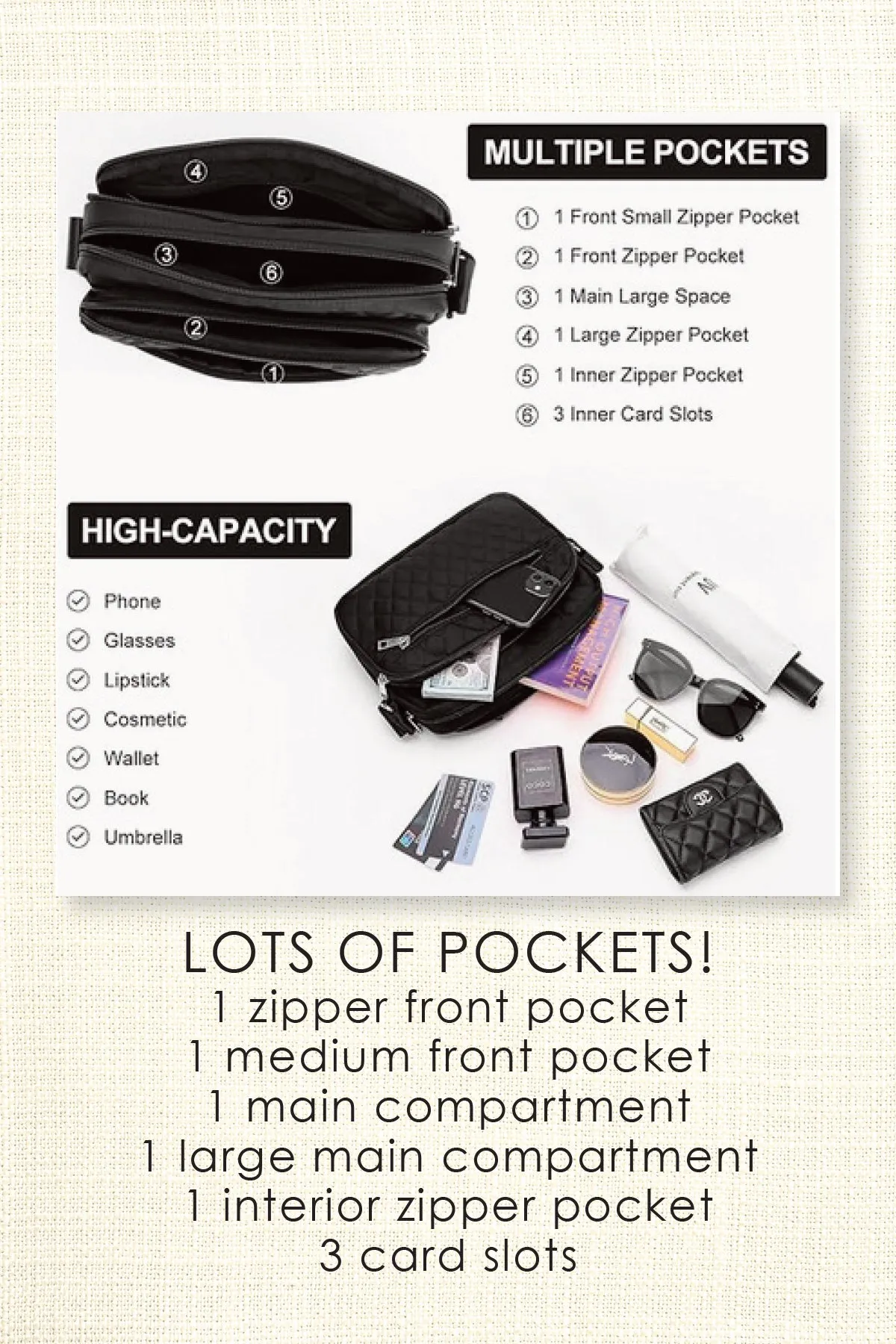 Lots of Pockets Quilted Bag