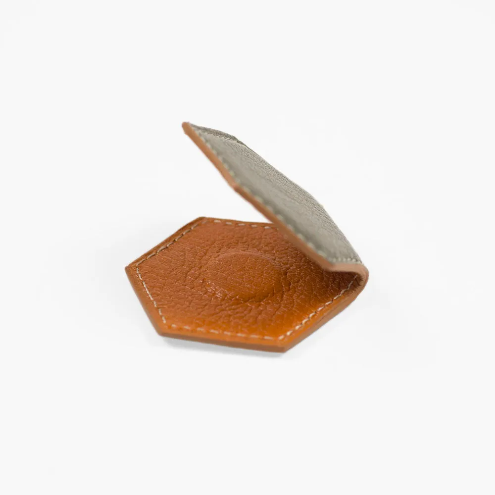 Magnetic money clip, Souris grey goatskin