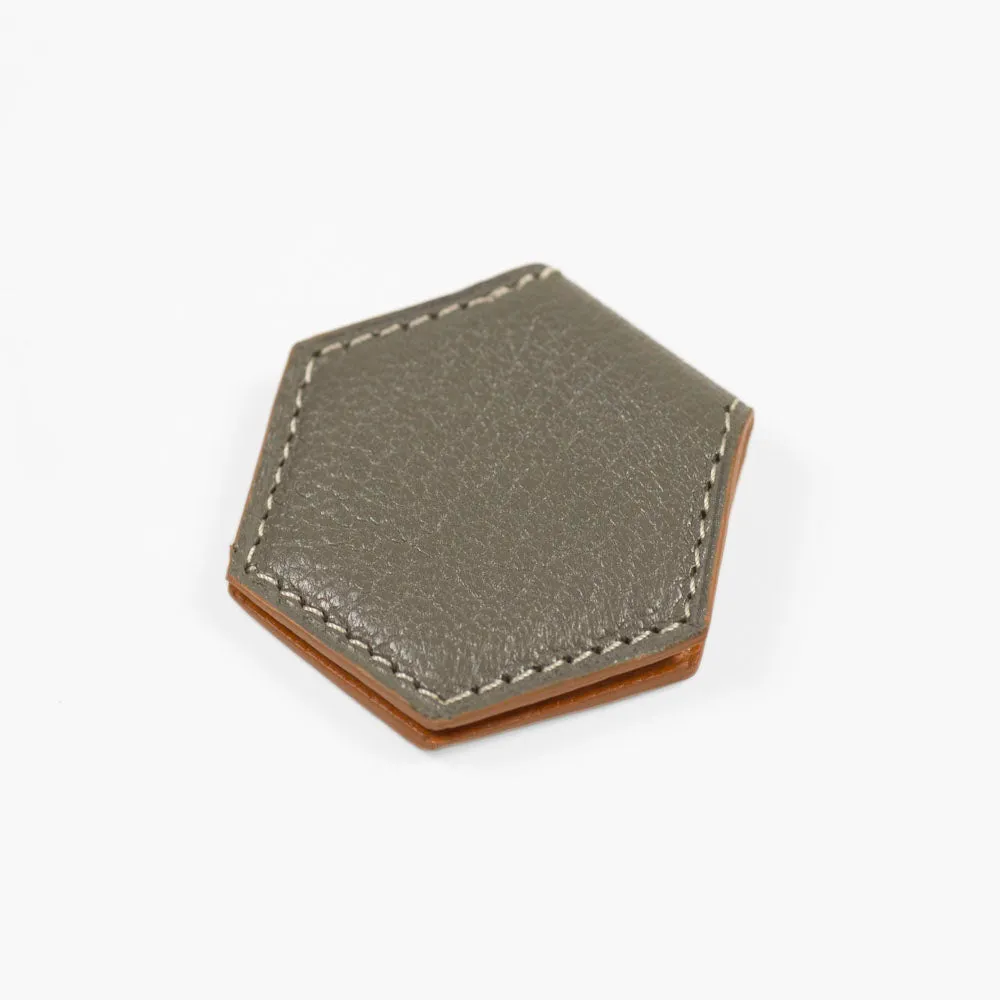 Magnetic money clip, Souris grey goatskin