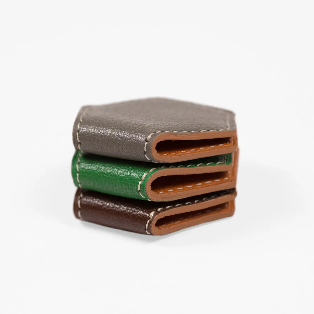 Magnetic money clip, Souris grey goatskin