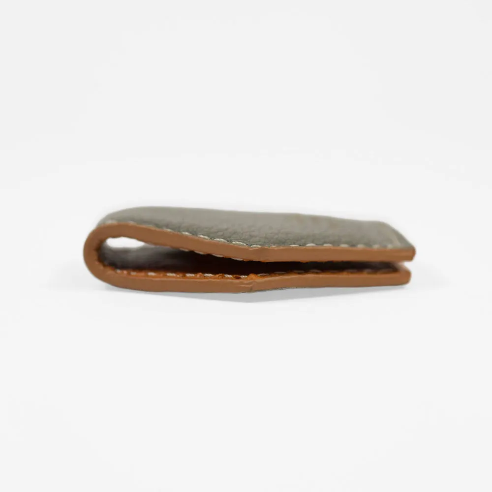 Magnetic money clip, Souris grey goatskin