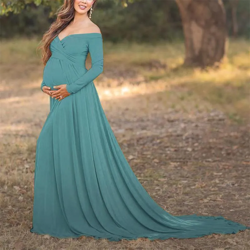 Maternity Off Shoulder Long Sleeve Gorgeous Dress