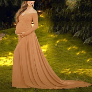 Maternity Off Shoulder Long Sleeve Gorgeous Dress