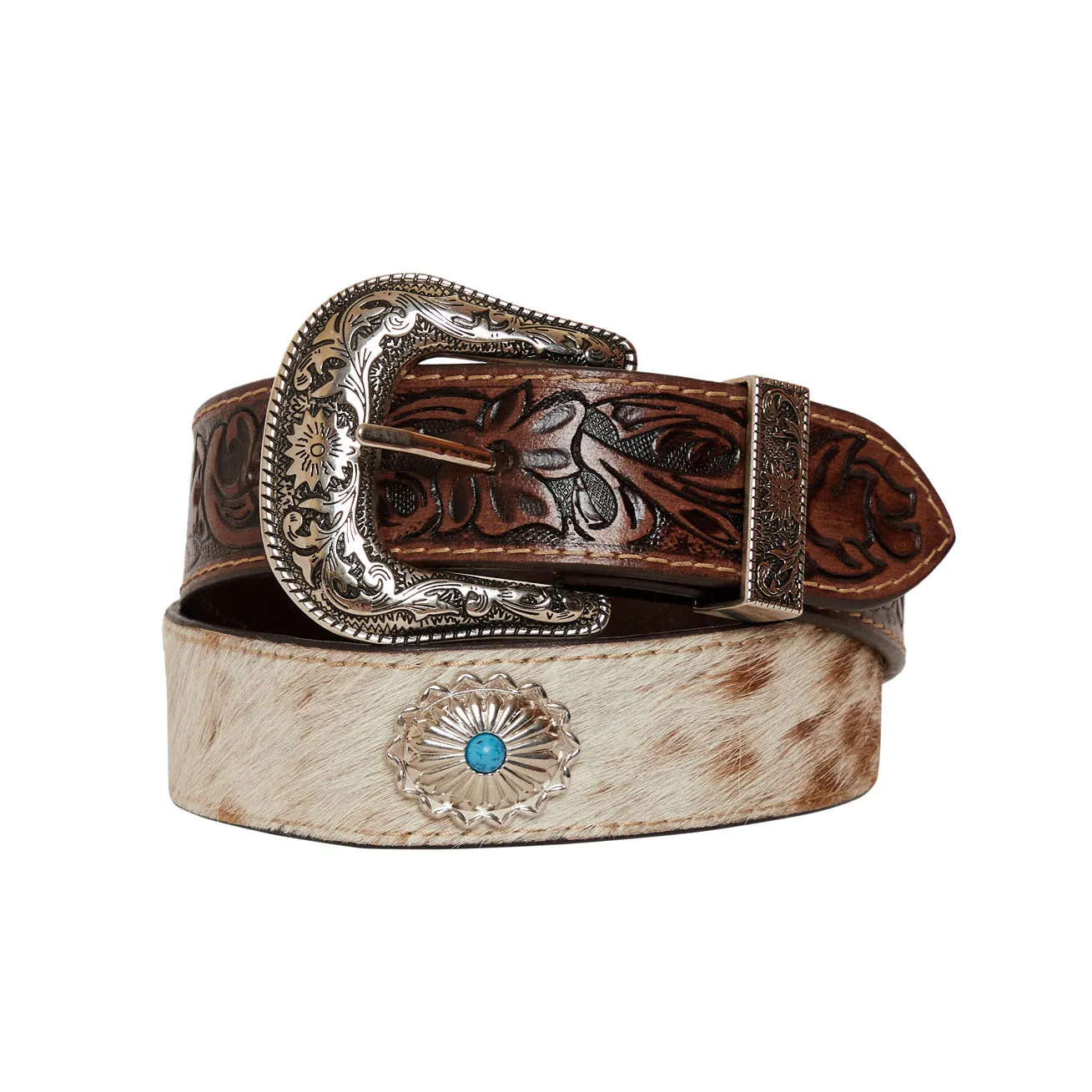 Mirky brown  Hand-Tooled  Leather Belt