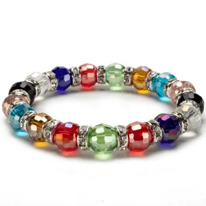 Multicolored Gorgeous Glass Bracelet with Cubic Zirconia Crystals