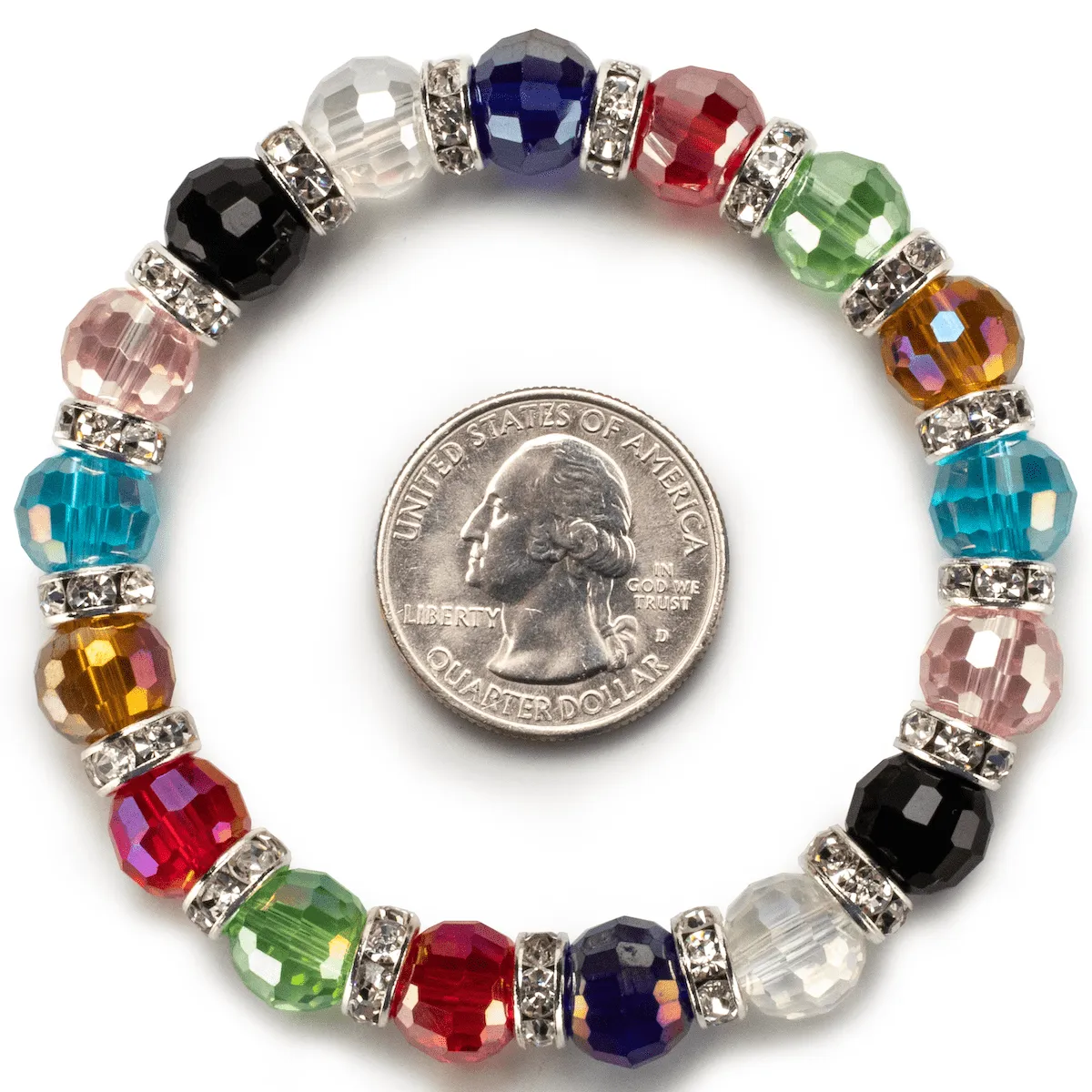 Multicolored Gorgeous Glass Bracelet with Cubic Zirconia Crystals