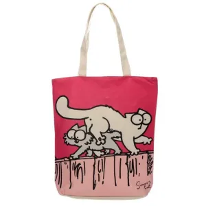 New Pink Cat Design Cotton Bag with Zip & Lining