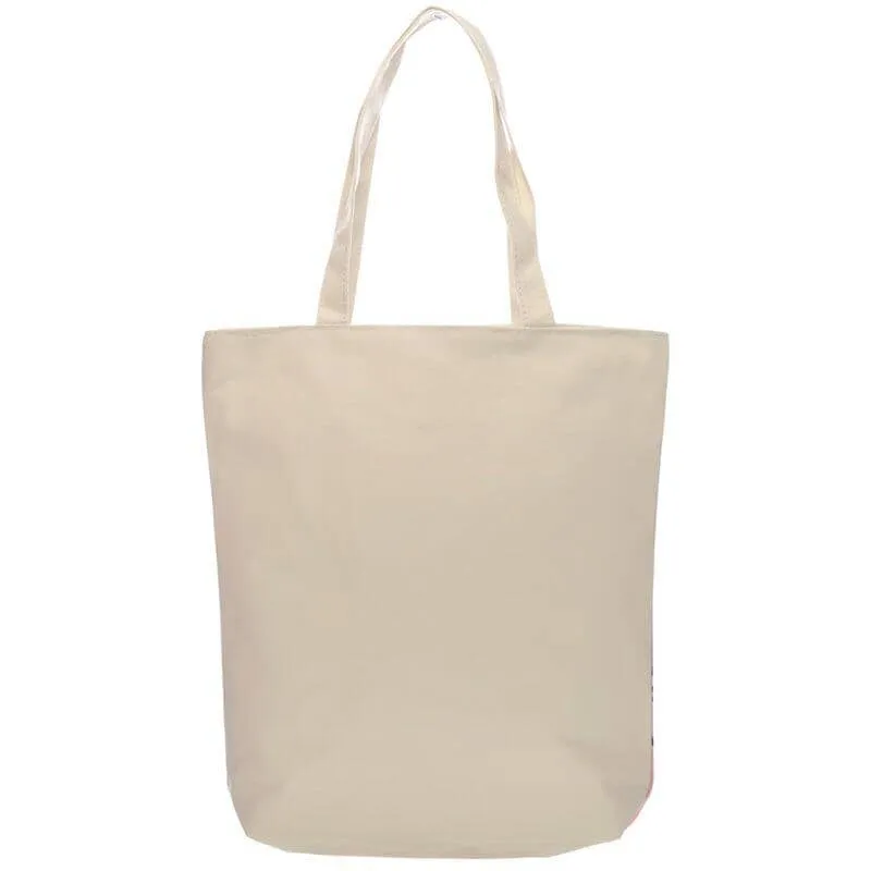 New Pink Cat Design Cotton Bag with Zip & Lining