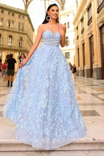 Nicoletta Australia  3D leaves and white with silver embellishments gala wedding gown