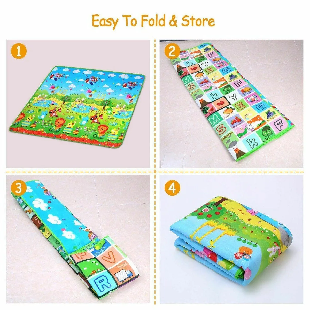 Non-Slip 2 Sides Foldable Soft Foam Kids Play Mat