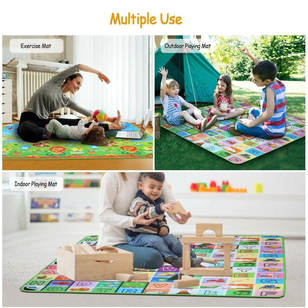 Non-Slip 2 Sides Foldable Soft Foam Kids Play Mat