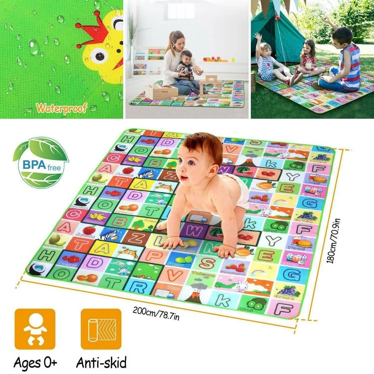 Non-Slip 2 Sides Foldable Soft Foam Kids Play Mat
