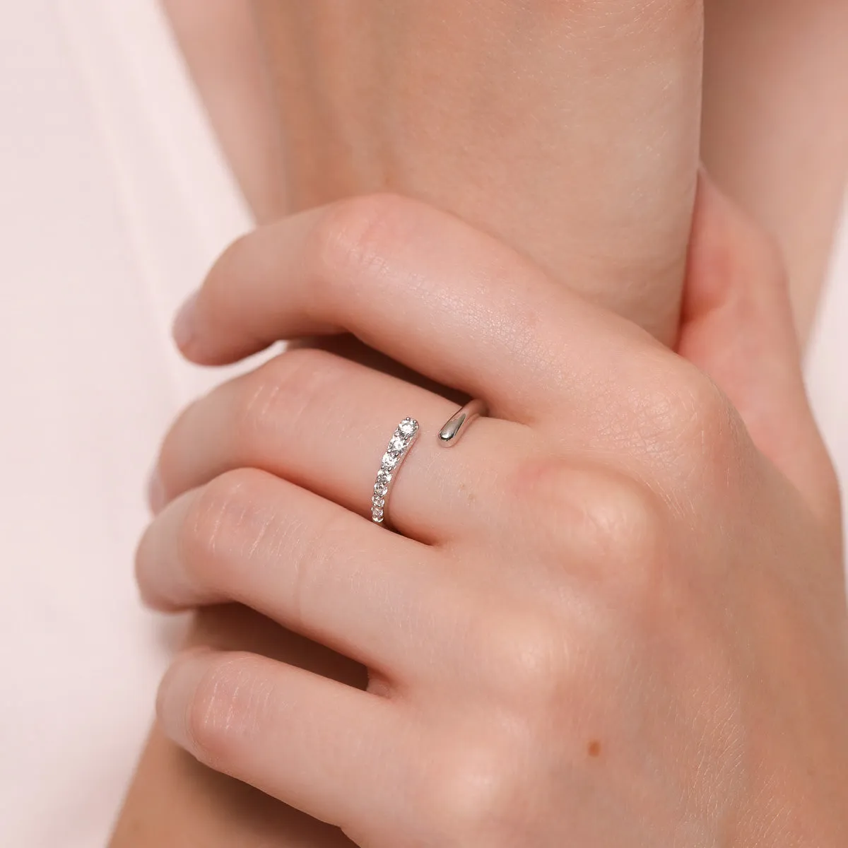 Orbit Crystal Open Ring in Silver