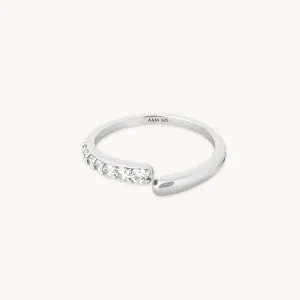 Orbit Crystal Open Ring in Silver