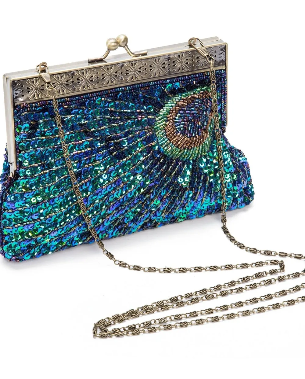 PEACOCK STARDUST BAG IN IRIDESCENT BLUE