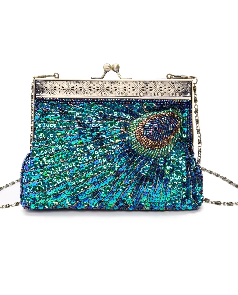 PEACOCK STARDUST BAG IN IRIDESCENT BLUE