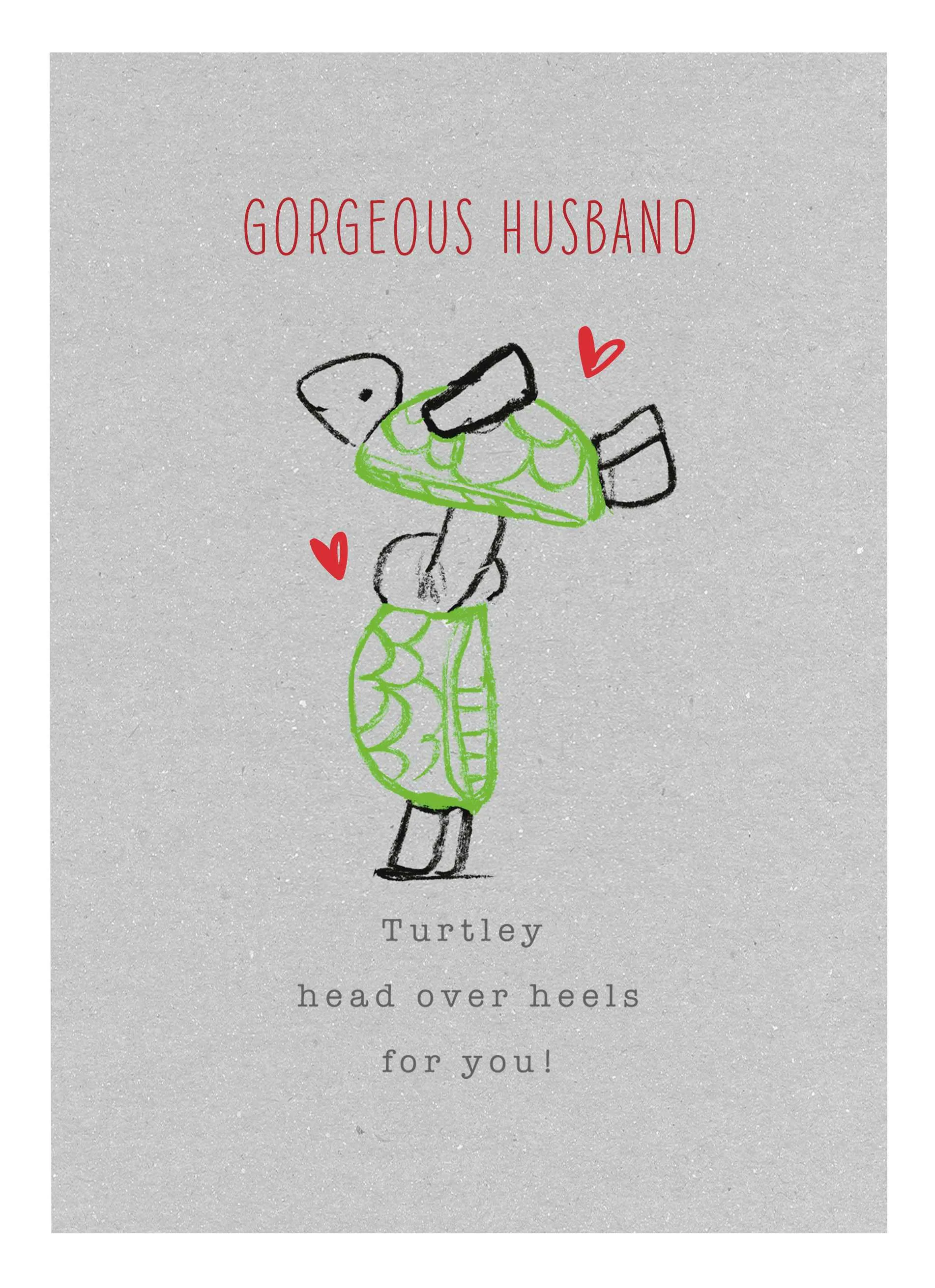 Personalised Cute Turtles Gorgeous Husband Card