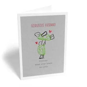 Personalised Cute Turtles Gorgeous Husband Card