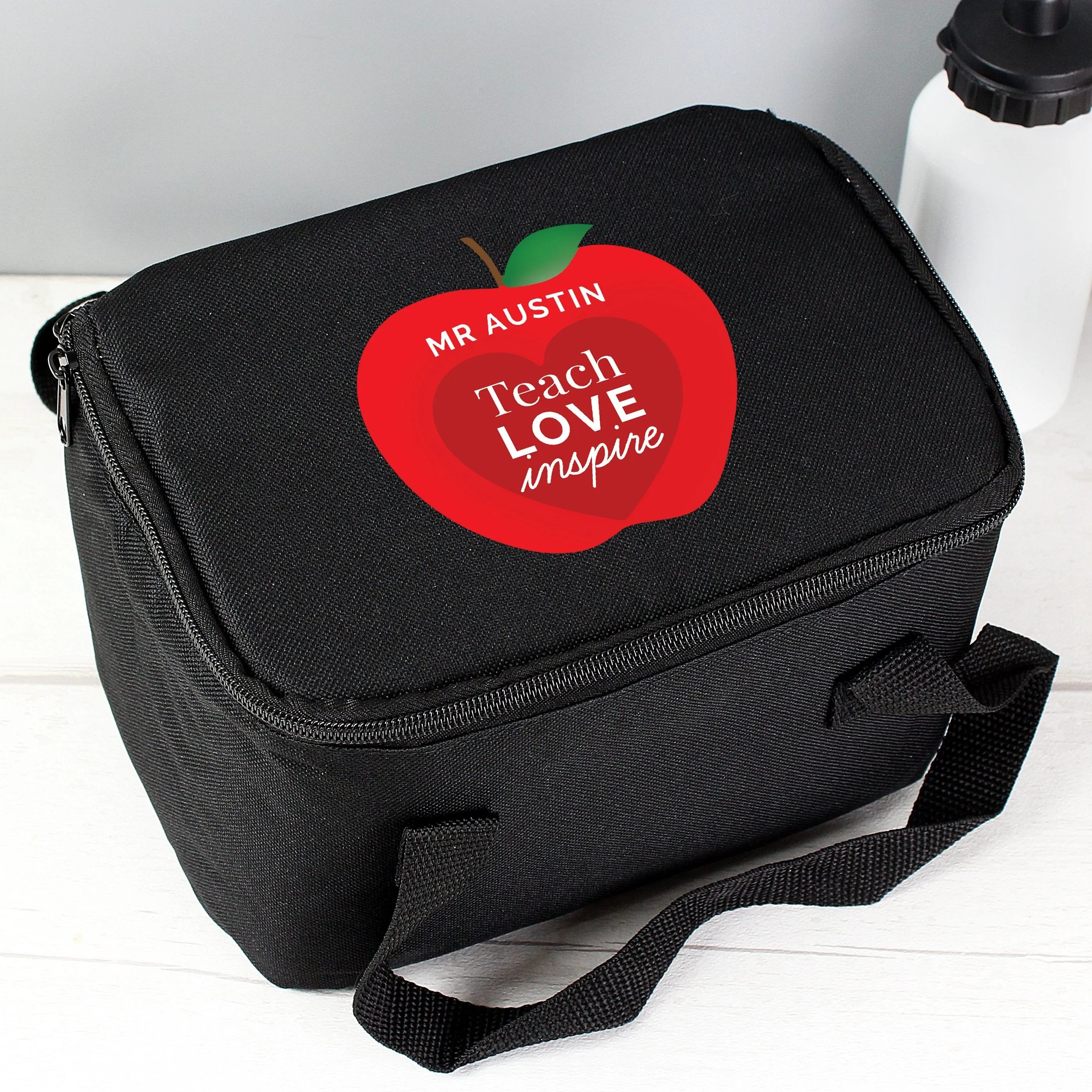 Personalised Teachers Apple Black Lunch Bag