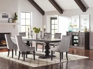 Phelps 7pc Trestle Dining Set Antique Noir Grey