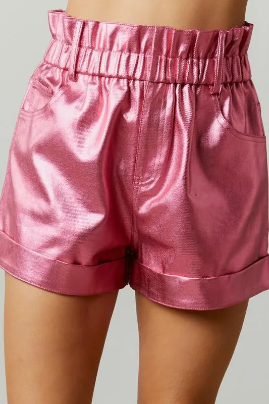 Pink Metallic Shorts