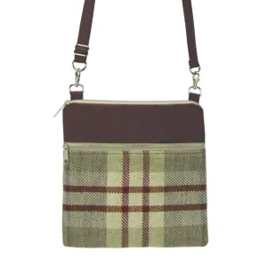 Plaid in Tan | Burgundy Nylon | RTS Mini Square Crossbody Bag