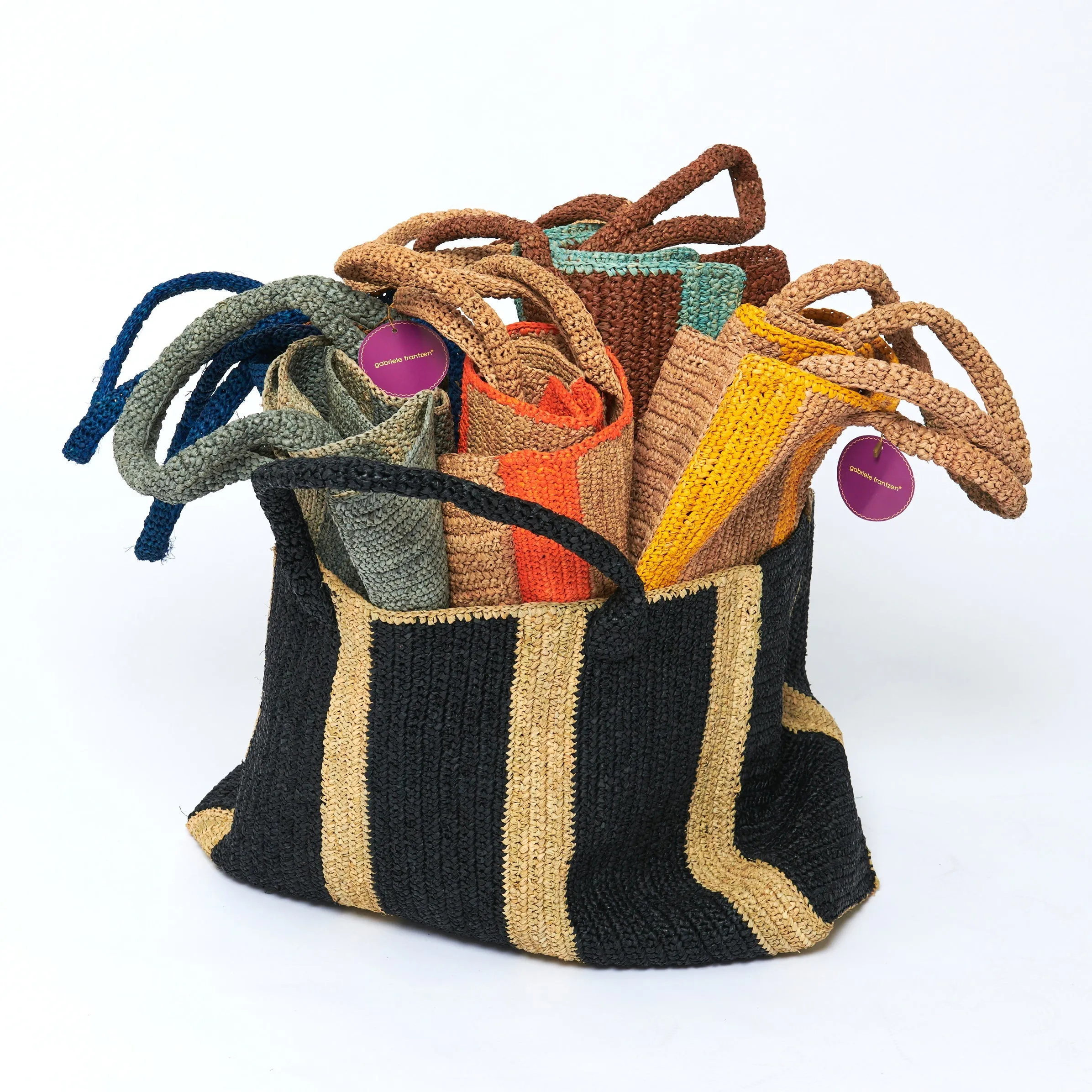 Raffia Bag Weekender sand-violett