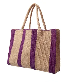 Raffia Bag Weekender sand-violett