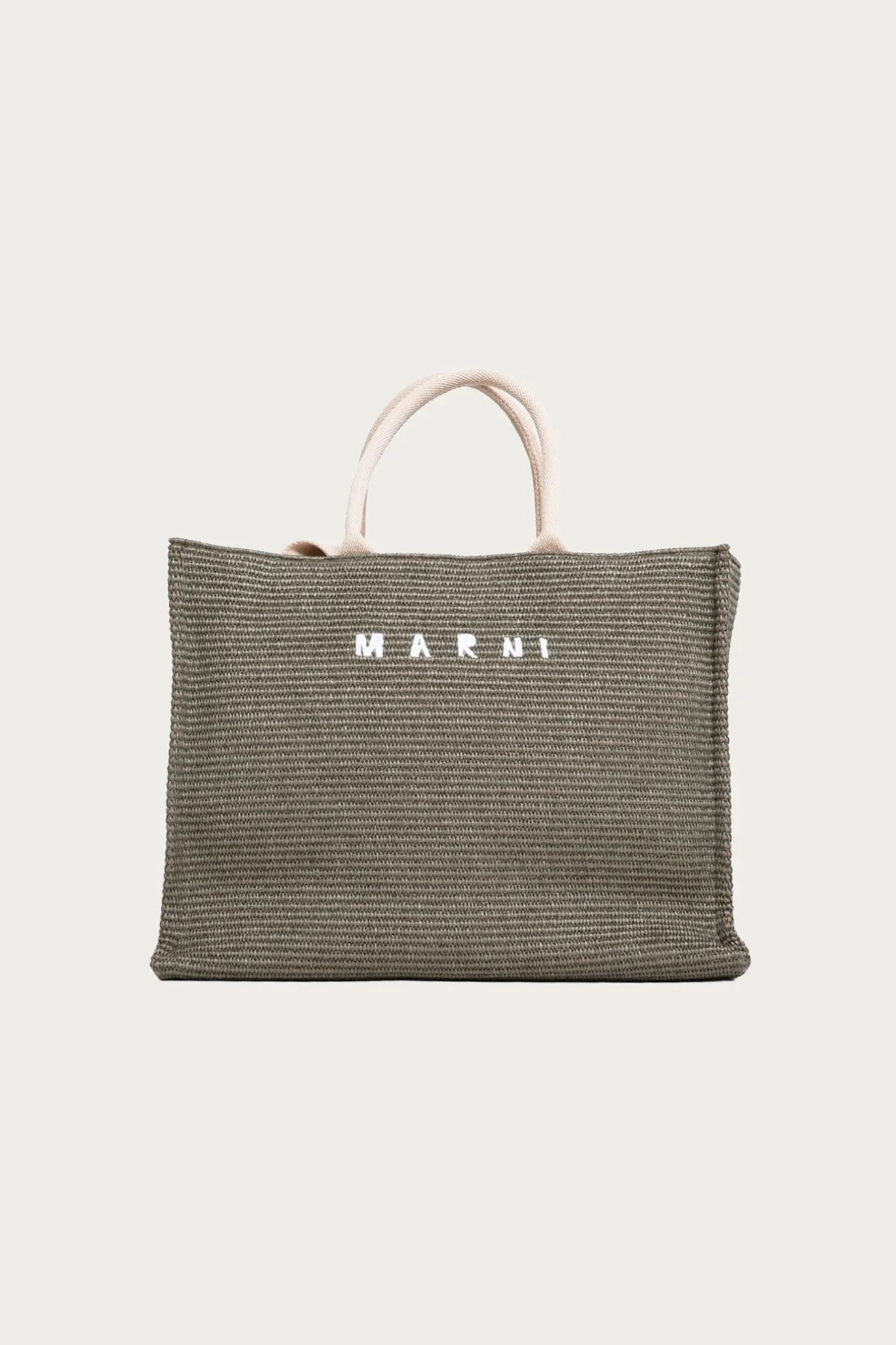 Raffia Fabric Large Shopping Bag - Taupe