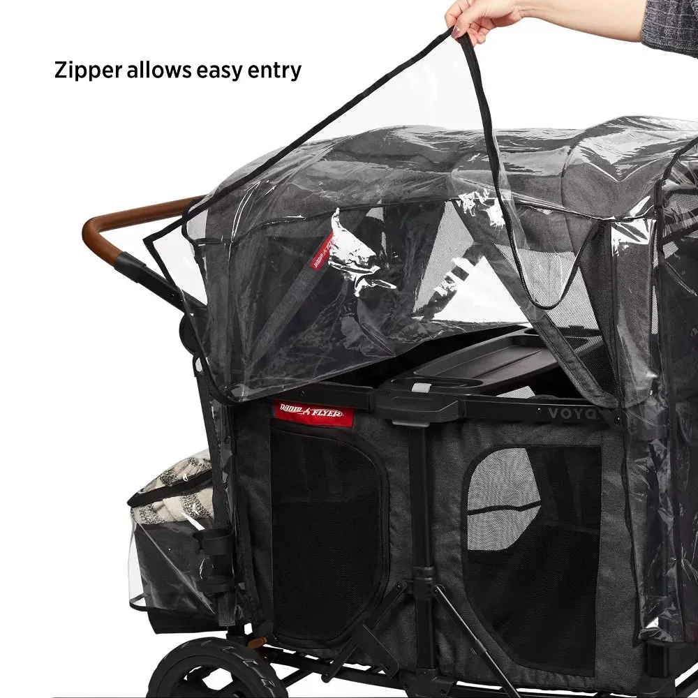 Rain Cover with Bag for Voya XT Quad Stroller Wagon - Clear/Black
