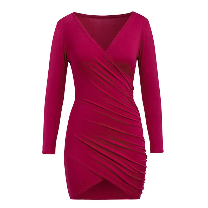 Red knitted off shoulder Women long sleeve plus size bodycon mini