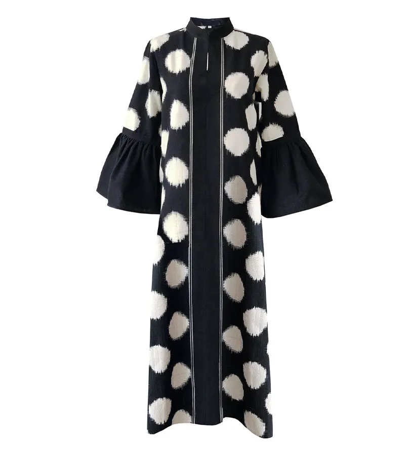Retro Polks Dot Printed Maxi Dress