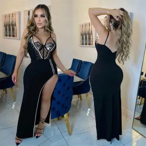 Rhinestone Diamonds Sparkly High Dress Women*