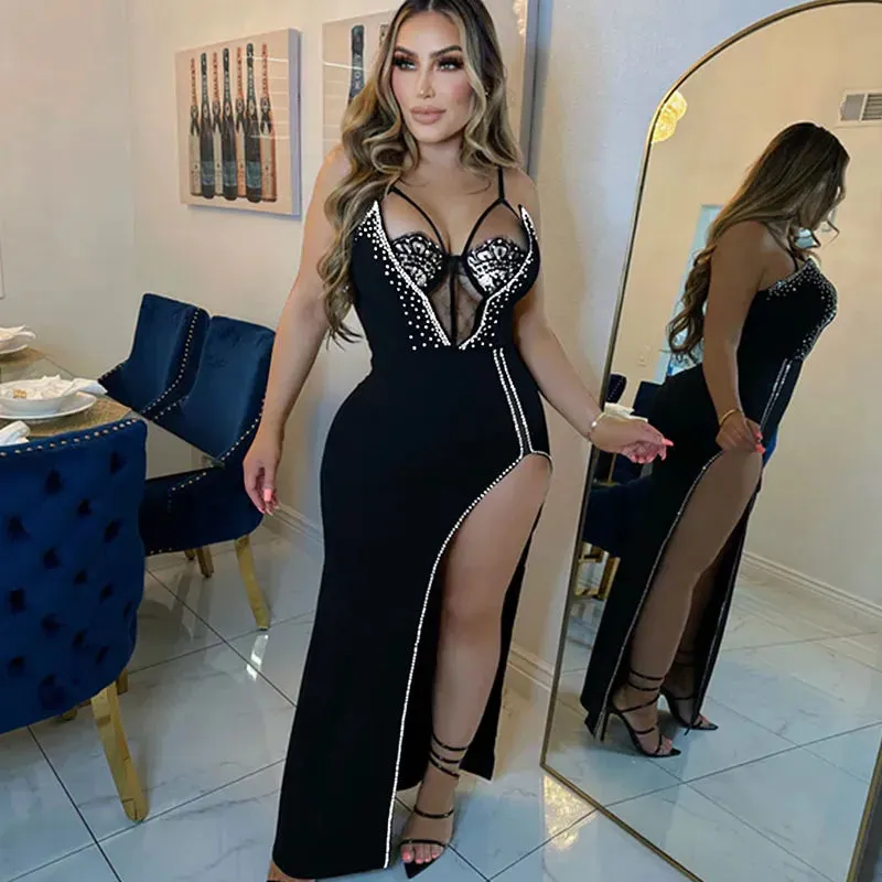 Rhinestone Diamonds Sparkly High Dress Women*