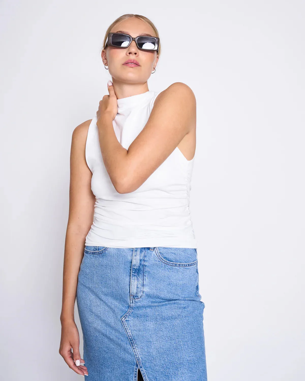 ruffle top - rafo - white