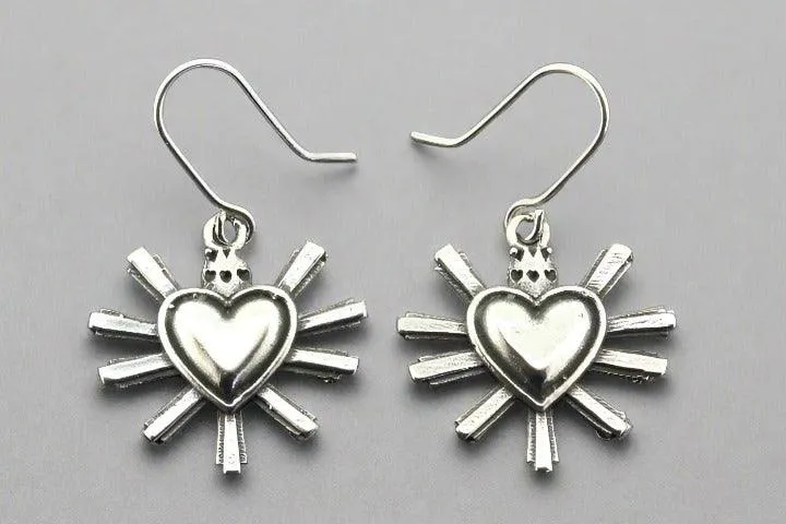 Shining heart earring - sterling silver