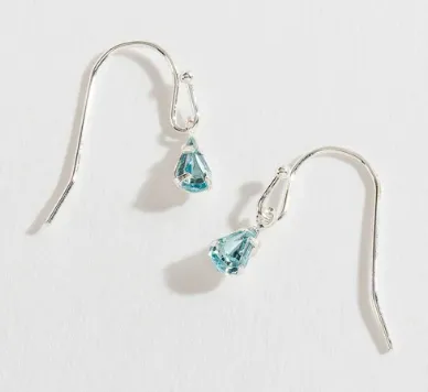 Silver Aqua Teardrop Earrings