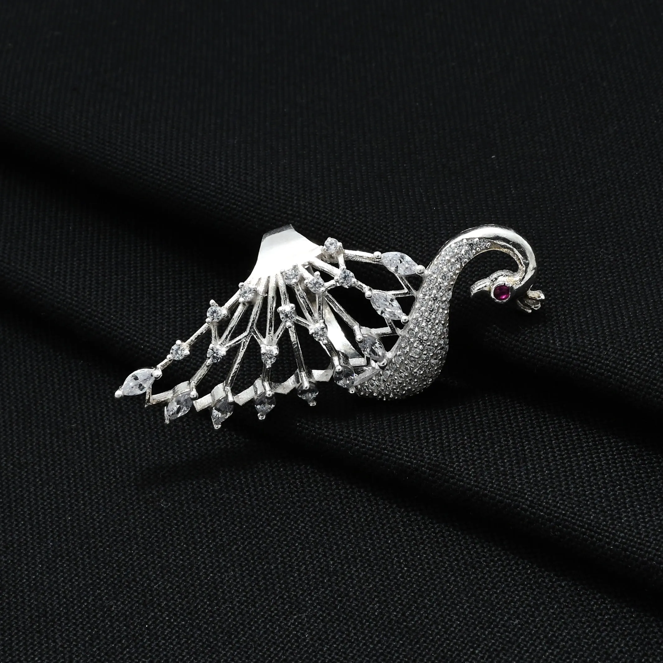 Silver Gorgeous White Peacock Girls Ring
